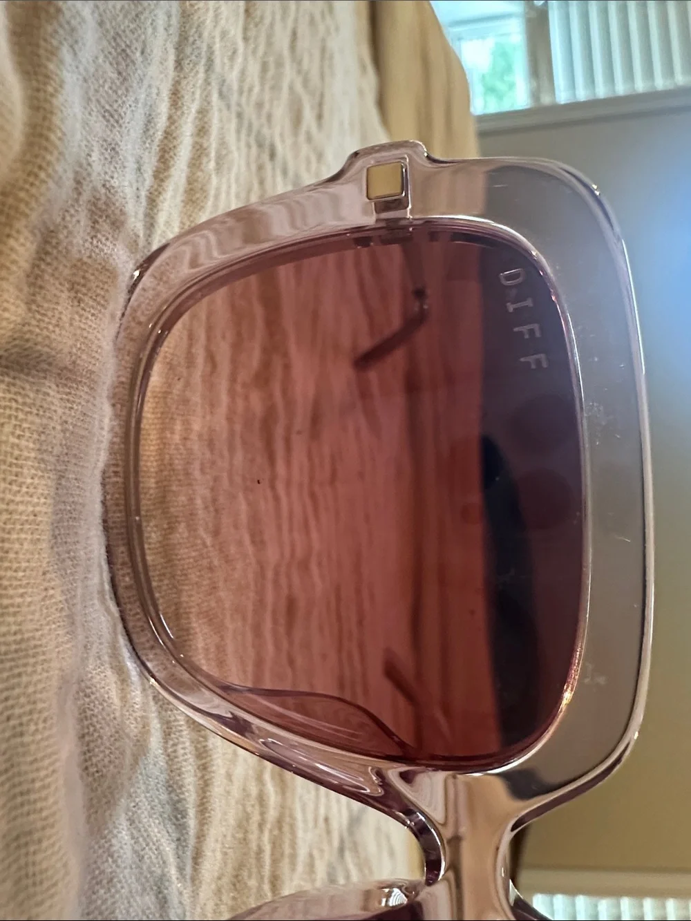 Diff Eyewear Clear Pink Oversized Square Sunglasses